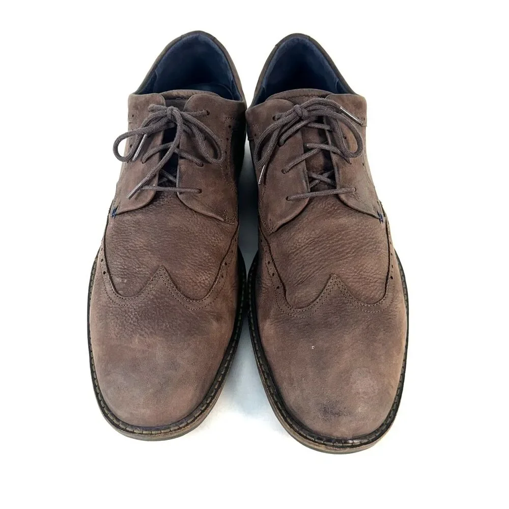 Ecco Kenton Wing Tip Oxfords Mens Sz EU 46 Brown Nubuck Leather